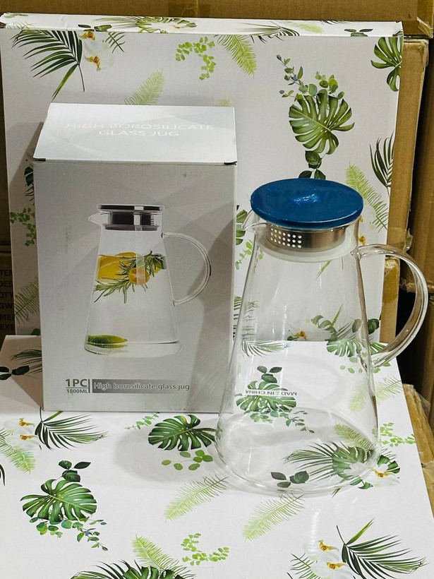 پارچ و لیوان پیرکس دلی طرح ساده درب استیل l اصل ( شرکتی )